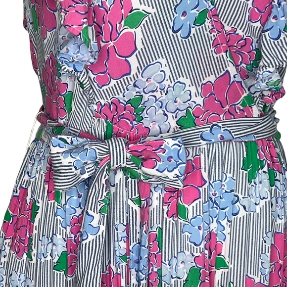 crown & ivy Dress Women's Hello Spring Flutter Sleeve Floral Midi Pink Blue 2 XS - Picture 4 of 17